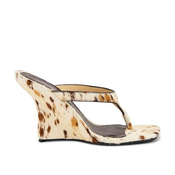 Jeffrey Campbell Romee-F Sandal in Neutral Spot Combo cowhide fur platform heel - Picture 1 of 9